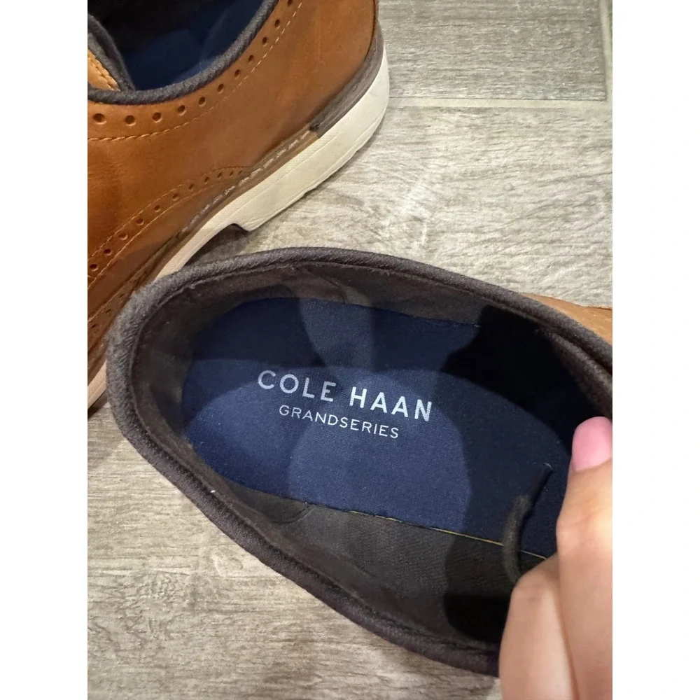 Cole Haan GrandSeries Men's‎ Leather Wingtip Oxford Shoes Tan Brown Lace-Up Size